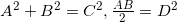 A^2+B^2=C^2,\frac{AB}{2}=D^2