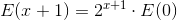 E(x+1)=2^{x+1}\cdot E(0)