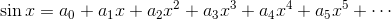 \sin x=a_0+a_1x+a_2x^2+a_3x^3+a_4x^4+a_5x^5+\cdots
